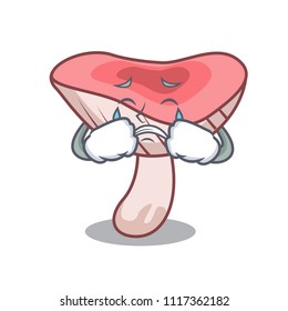 Crying russule mushroom mascot cartoon