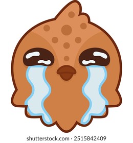 Crying sad bird. Cartoon sticker with crying sad emotions. Vector illustration on white background.