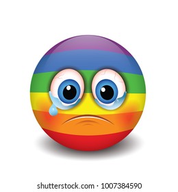 Chorando emoticon triste, emoji, smiley - ilustração vetorial