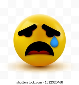 Crying sad emoticon, emoji. Social network concept. Vector illustration