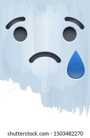 Crying Sad Emotion Face on paint wall vector illustration