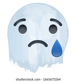 Crying Sad Emotion Face on paint wall vector illustration