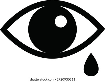 Crying Sad Eye with Tear Vector Illustration for Sadness Concept
