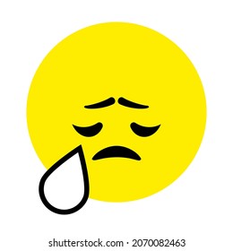 Crying sad face. Emoji icon vector. Emoticon sign. Negative emotions. Vector illustration.