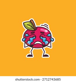 Diseño de personaje de manzana roja triste