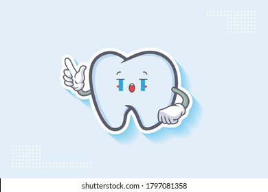 LLORANDO, TRISTE, SOB, LLORAR Emoción facial. Gesto de la pistola de dedo índice. Ilustración de la mascota de dibujos animados dental.