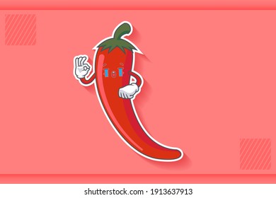 CRYING, SAD, SOB, CRY Face Emotion. Nice Hand Gesture. Chili Vegetable Character Cartoon Drawing Mascot Illustration.