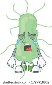 A crying salmonella cartoon character drawing concept. Vector illustration