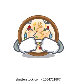 Crying samgyetang in the a character shape