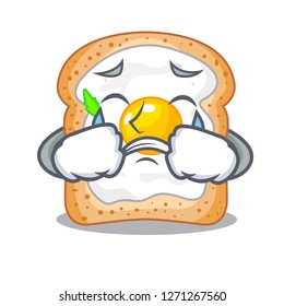 Crying sandwich with egg above character board