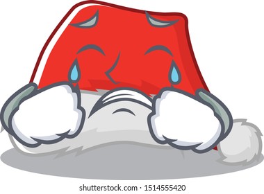 Crying santa hat character shaped in cartoon