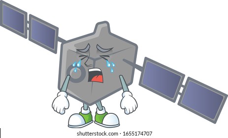A crying satellite network mascot design style