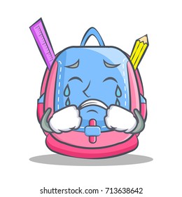 Crying school bag character cartoon