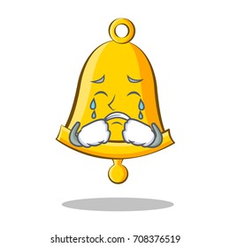 Crying school bell character cartoon