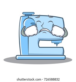 Crying sewing machine emoticon character
