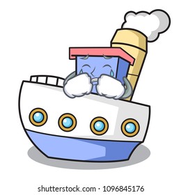 Crying ship mascot cartoon style