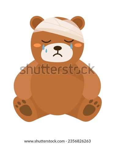 Crying Sick Bear Vector Illustration