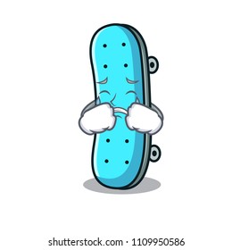 Crying skateboard mascot cartoon style