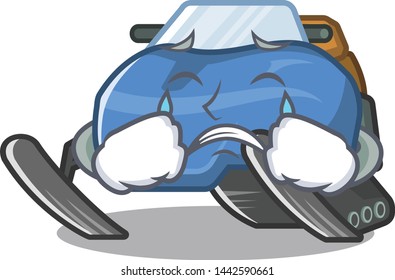 Crying snowmobile isolated in the a cartoon