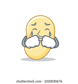 Crying soy bean mascot cartoon
