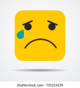 Crying square emoticons in a flat design.