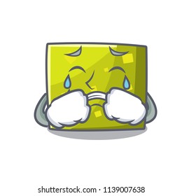 Crying square mascot cartoon style