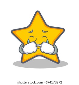 Crying star character cartoon style