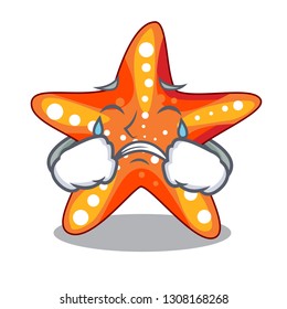 Crying starfish isolated with in the cartoons