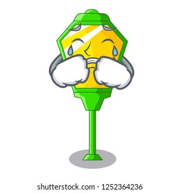 Crying street lamp post in shape cartoon