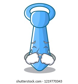 Crying striped male necktie icon in cartoon