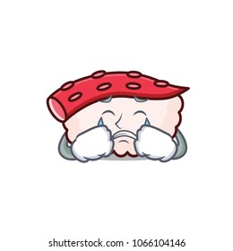 Crying tako sushi mascot cartoon
