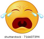 Crying with tears emoji vector icon