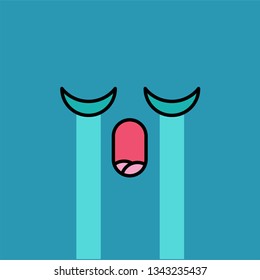 Crying, teary emoji vector illustration