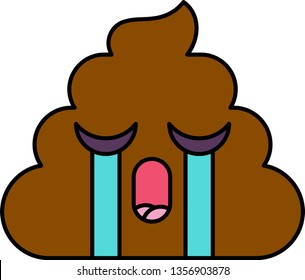 Crying, teary turd emoji vector illustration