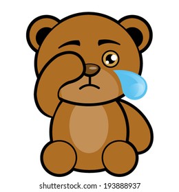 Crying teddy bear - cartoon vector character, funny stuff