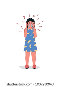 Crying teenage girl flat color vector detailed character. Stressed woman. Abused child. Worry and depression. Anxiety isolated cartoon illustration for web graphic design and animation