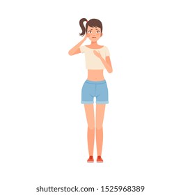 Crying teenager character Illustration Vector on a white background