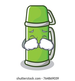 Crying thermos character cartoon style