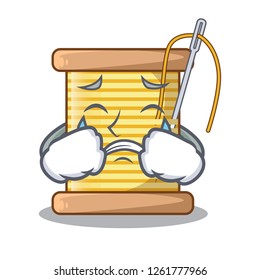 Crying thread bobbin isolated on a mascot