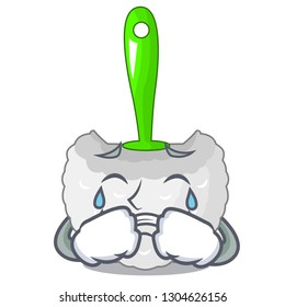 Crying toilet brush isolated in a cartoon