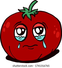 Crying tomato , illustration, vector on white background