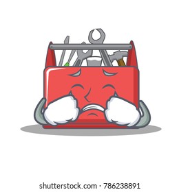 Crying tool box character cartoon