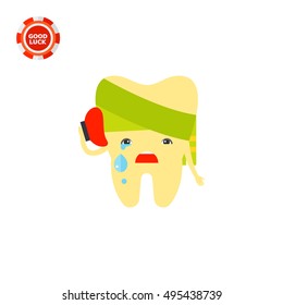 Crying Tooth as Toothache Concept Icon