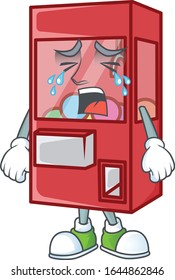A crying toy claw machine mascot design style
