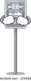 Crying toy keep right shaped on cartoon