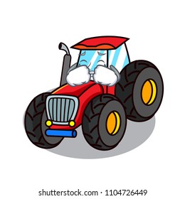 Crying tractor mascot cartoon style