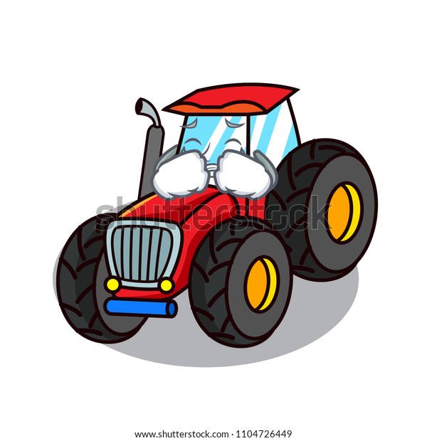 Crying tractor mascot\
cartoon style