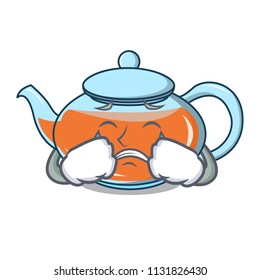 Crying transparent teapot character cartoon