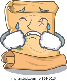Crying treasure map cartoon in shape character