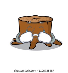 Crying tree stump mascot cartoon